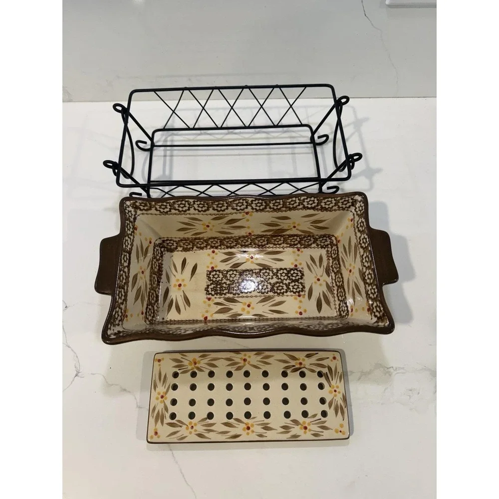 Temptations Old world Bread Loaf Pan W Insert Cooling Tray & Rack Vintage